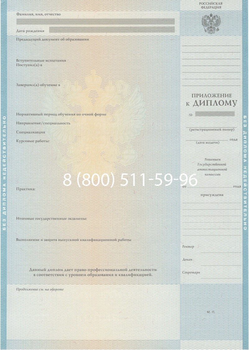 Заказать Диплом о высшем образовании 2010-2011 годов в Ногинске